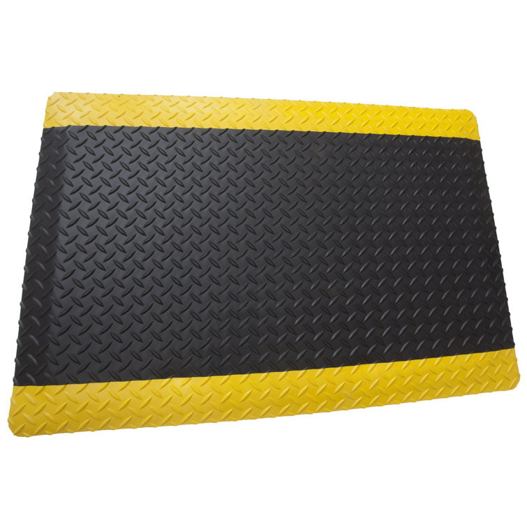 Symple Stuff Diamond Plate Anti Fatigue Garage Flooring Roll in Black